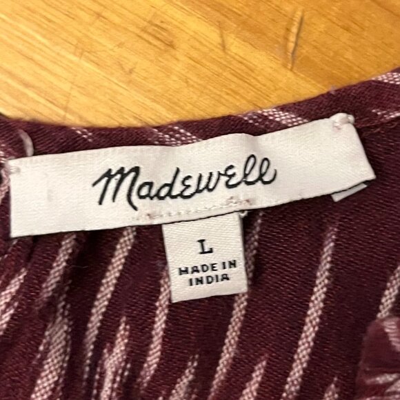 Madewell Maroon Ikat Print Tied Straps Shift Dress, Size Large - Picture 6 of 10